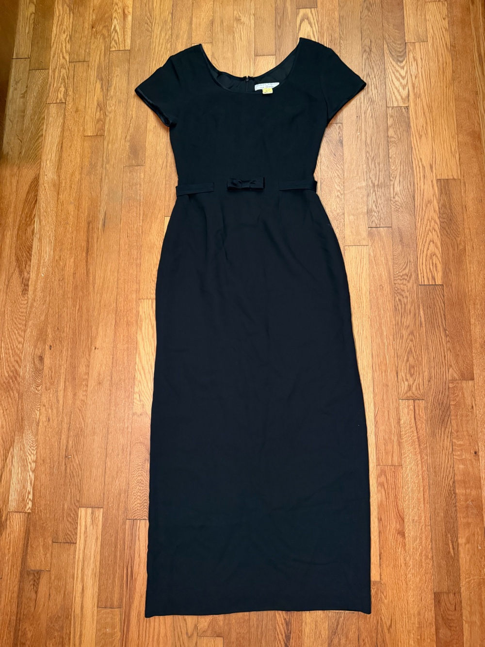 Classic Black Maxi Dress with Waist Bow